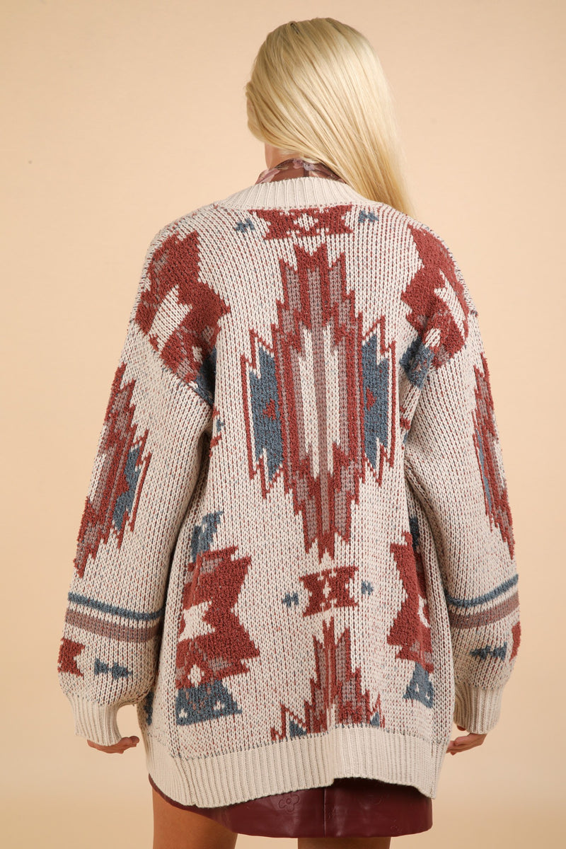 Cream Aztec Oversized Cardigan Shop The Rustic Hanger