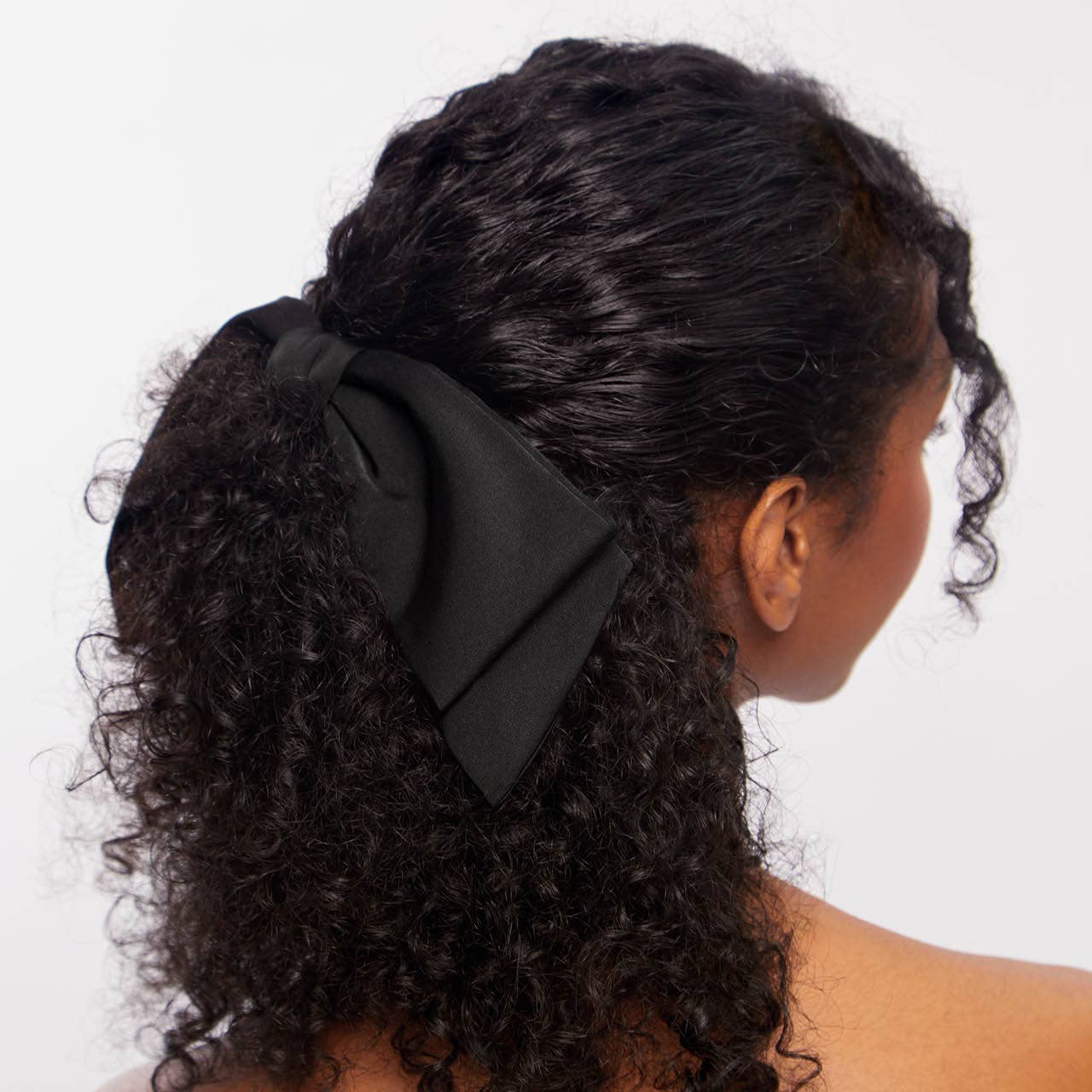 Black Recycled Fabric Bow Hair Clip 1pc