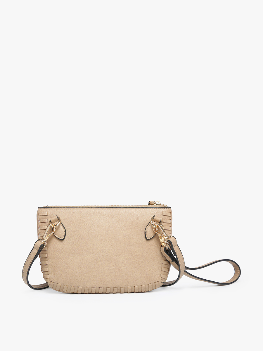 Peacock Bonnie Dual Compartment Whipstitch Crossbody