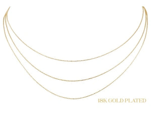 18K Gold Plated 3 Layer Petite Gold Ball Chains Necklace