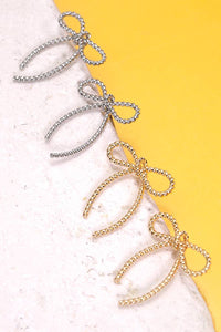 SILVER ROPE BOW DESIGN STUD EARRINGS