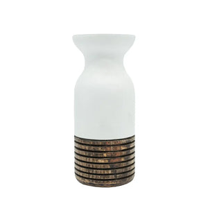 Arlen Carved Wood Dried Florals Vase White