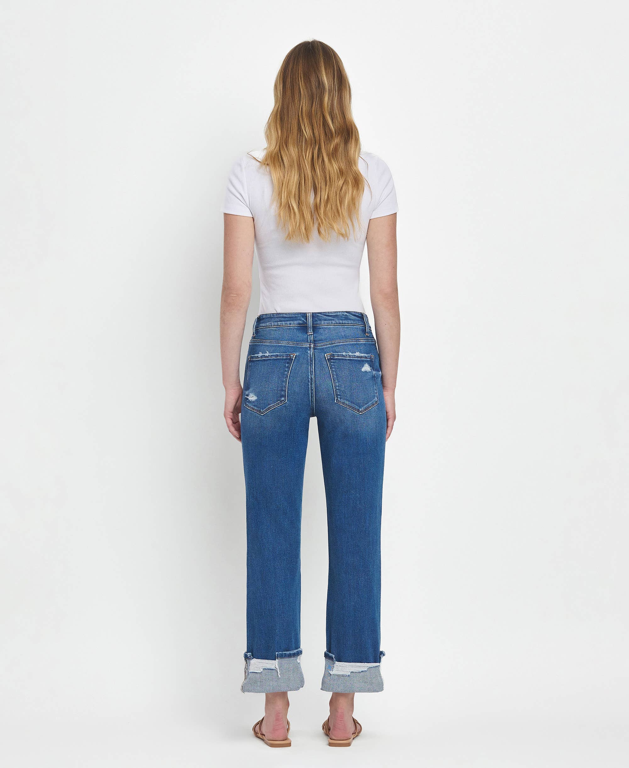 DAPHNE HIGH RISE CUFFED STRAIGHT JEANS