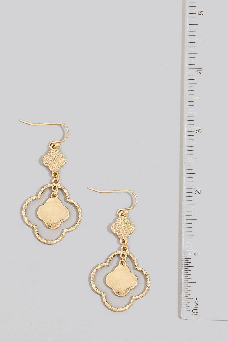 Layered Clover Charms Hook Dangle Earrings