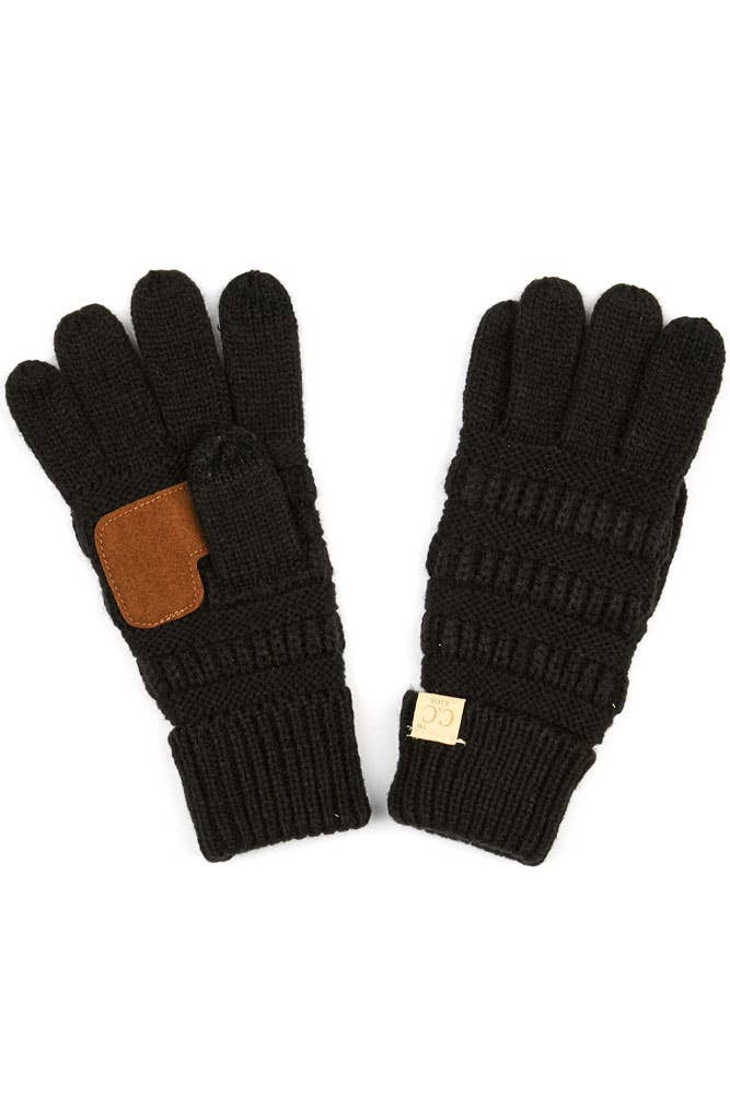 Black C.C Kids Knit Gloves