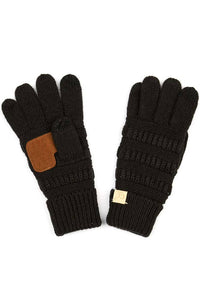 Black C.C Kids Knit Gloves