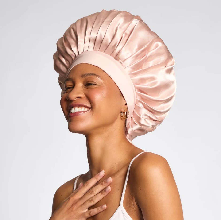 Blush Adjustable Oversized Satin Bonnet