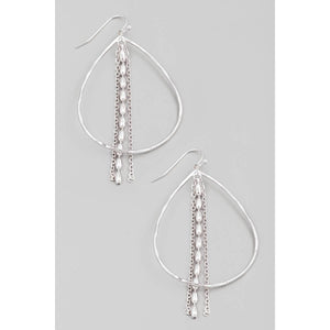 Metallic Tear And Chain Dangle Hook Earrings