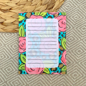 Aqua Floral Leopard Notepad