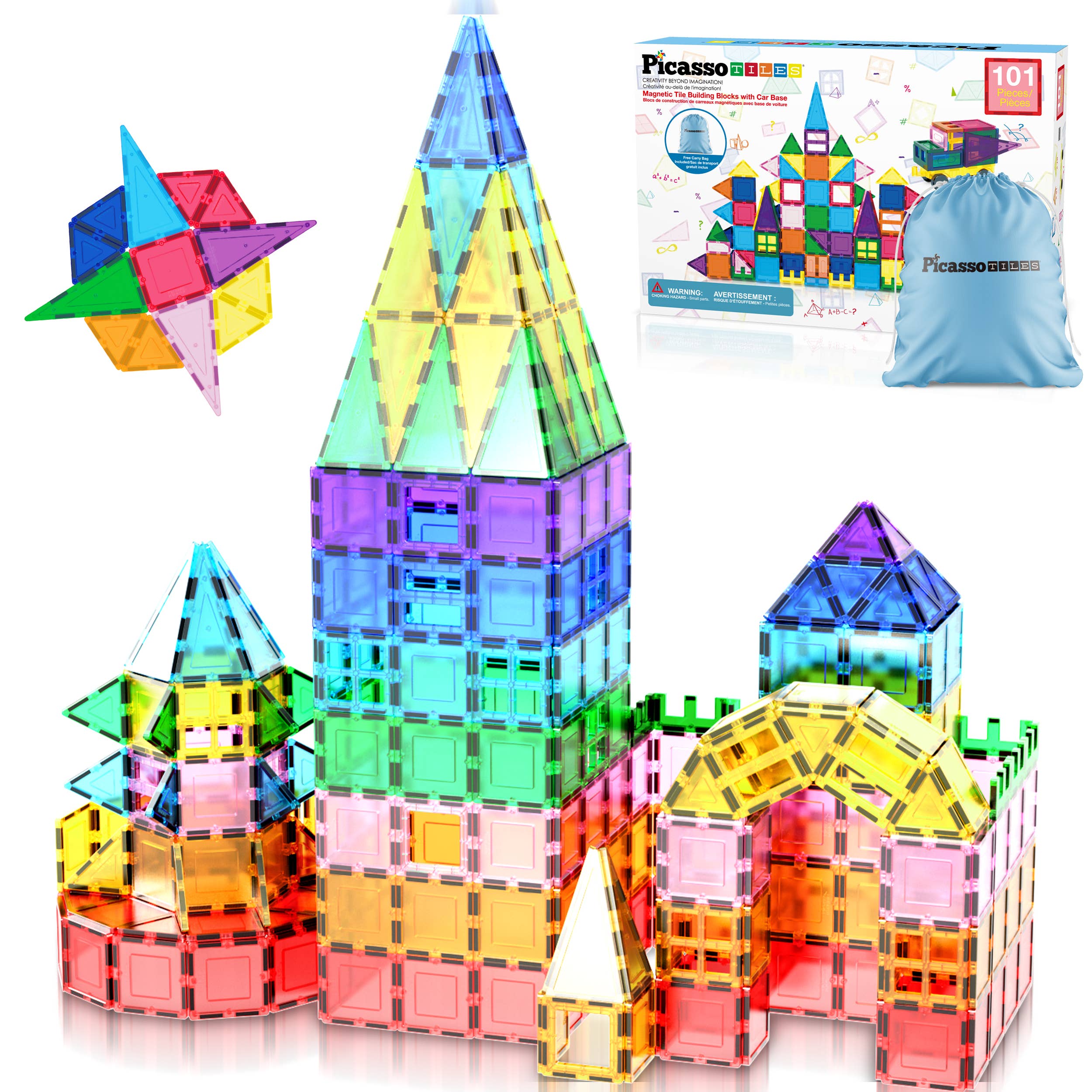 PicassoTiles 101pc Magnetic Tile Building Blocks