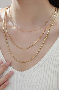 18K STAINLESS STEEL TARNISH FREE LAYERED NECKLACE