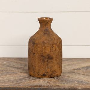 9.75" BROWN & RUST TONE BOTTLE VASE