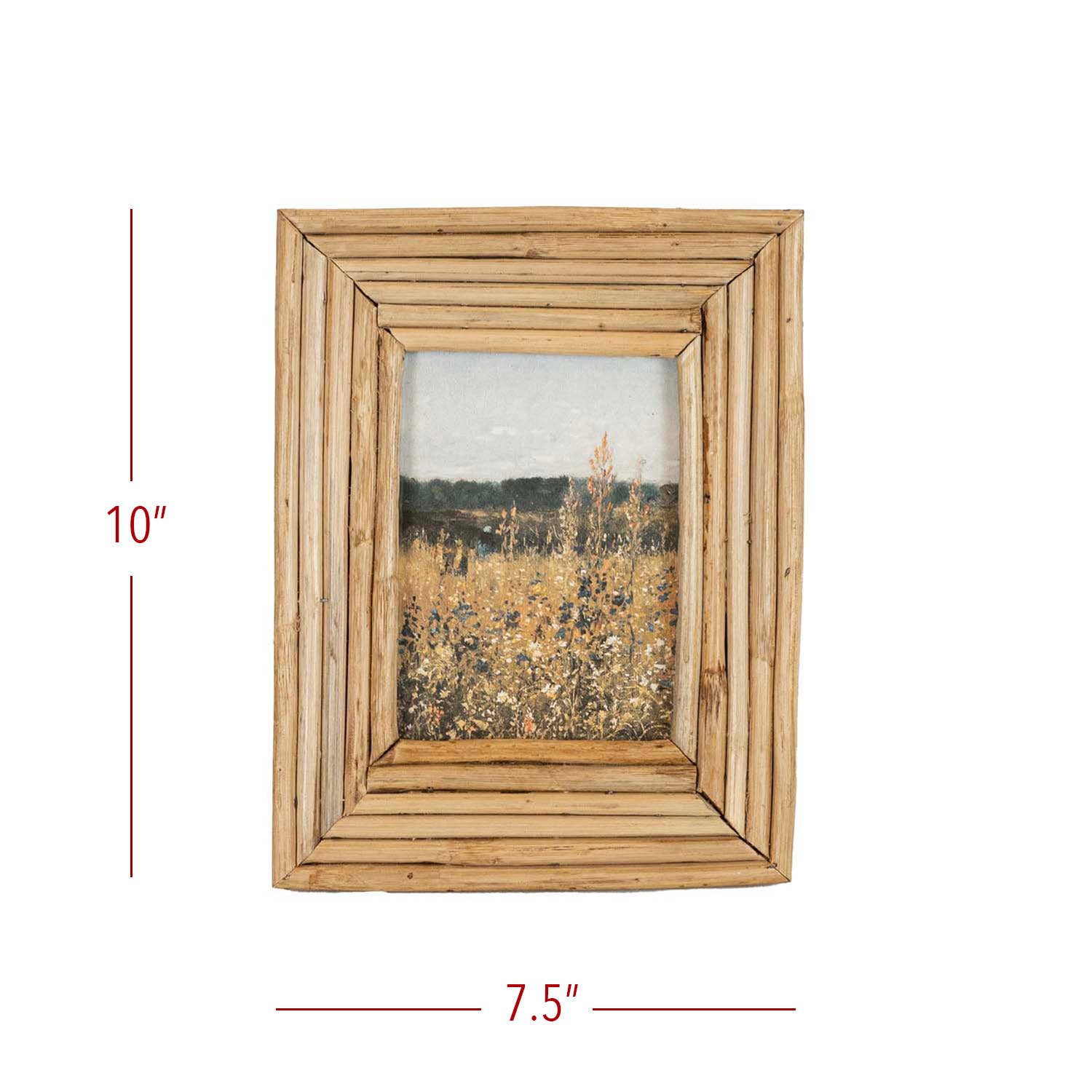 Adele Boho 4x6 Photo Rattan Pieced Picture Frame Glass Pane