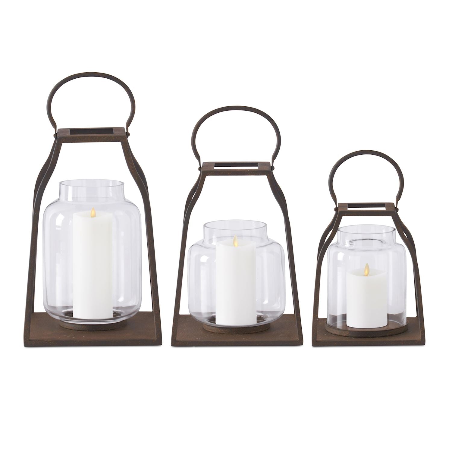 Bronze Lanterns with White Luminara Candles