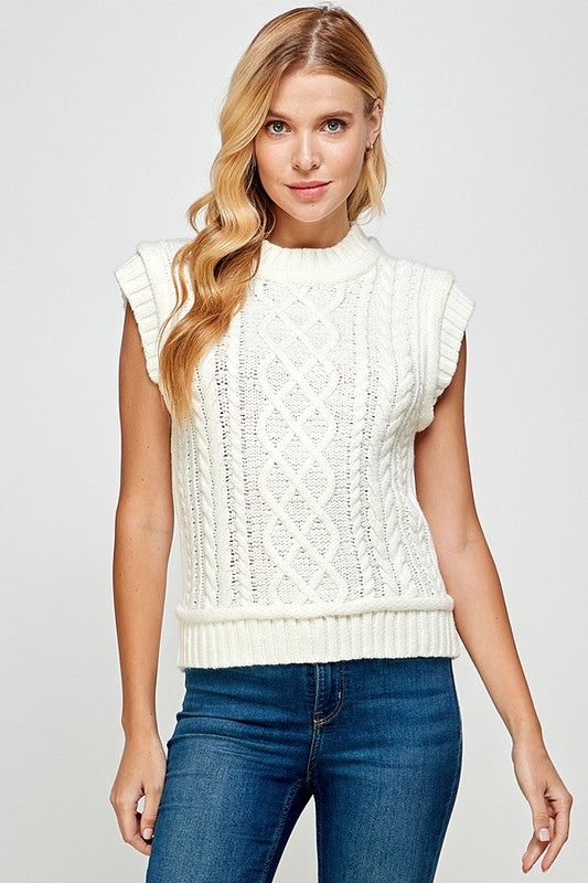 Cream Cable Sweater Vest