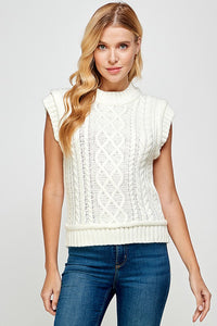 Cream Cable Sweater Vest