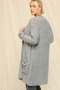 Heather Grey Knit Long Cardigan