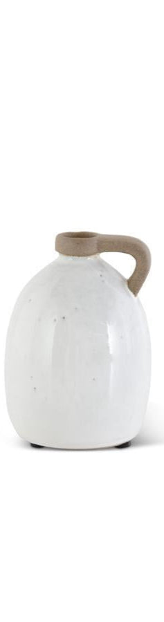 White Ceramic Jugs w/Unglazed Handle