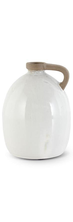 White Ceramic Jugs w/Unglazed Handle