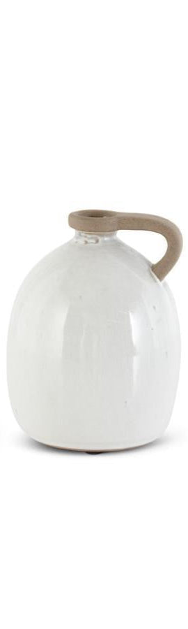 White Ceramic Jugs w/Unglazed Handle