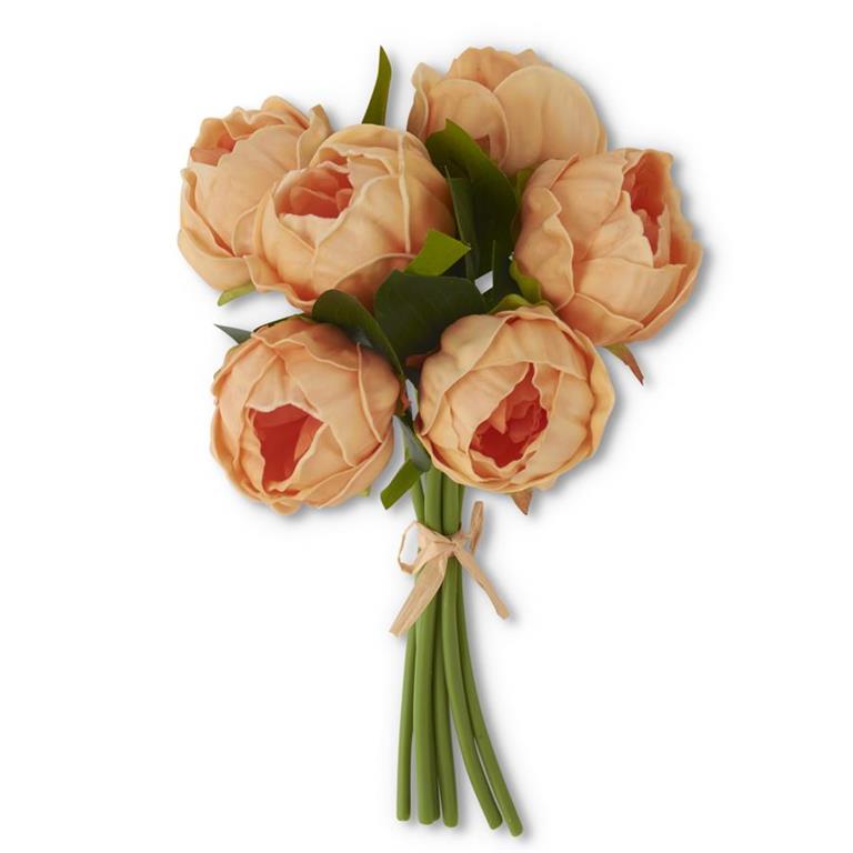 12 Inch Peach Real Touch Peony Bundle