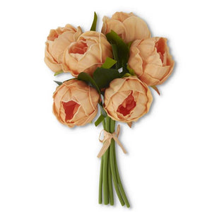 12 Inch Peach Real Touch Peony Bundle