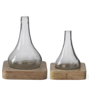 Bud Vase on Wood Tray