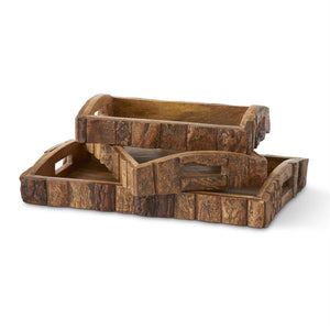 Bark Edged Wood Nesting Tray