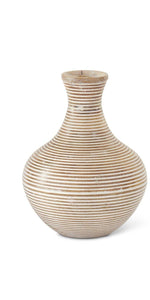 Whitewashed Wood Carved Stripe Vase