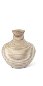 Whitewashed Wood Carved Stripe Vase