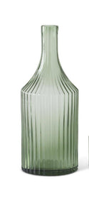 Transparent Ribbed Green Glass Vases