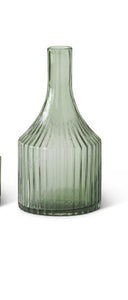 Transparent Ribbed Green Glass Vases