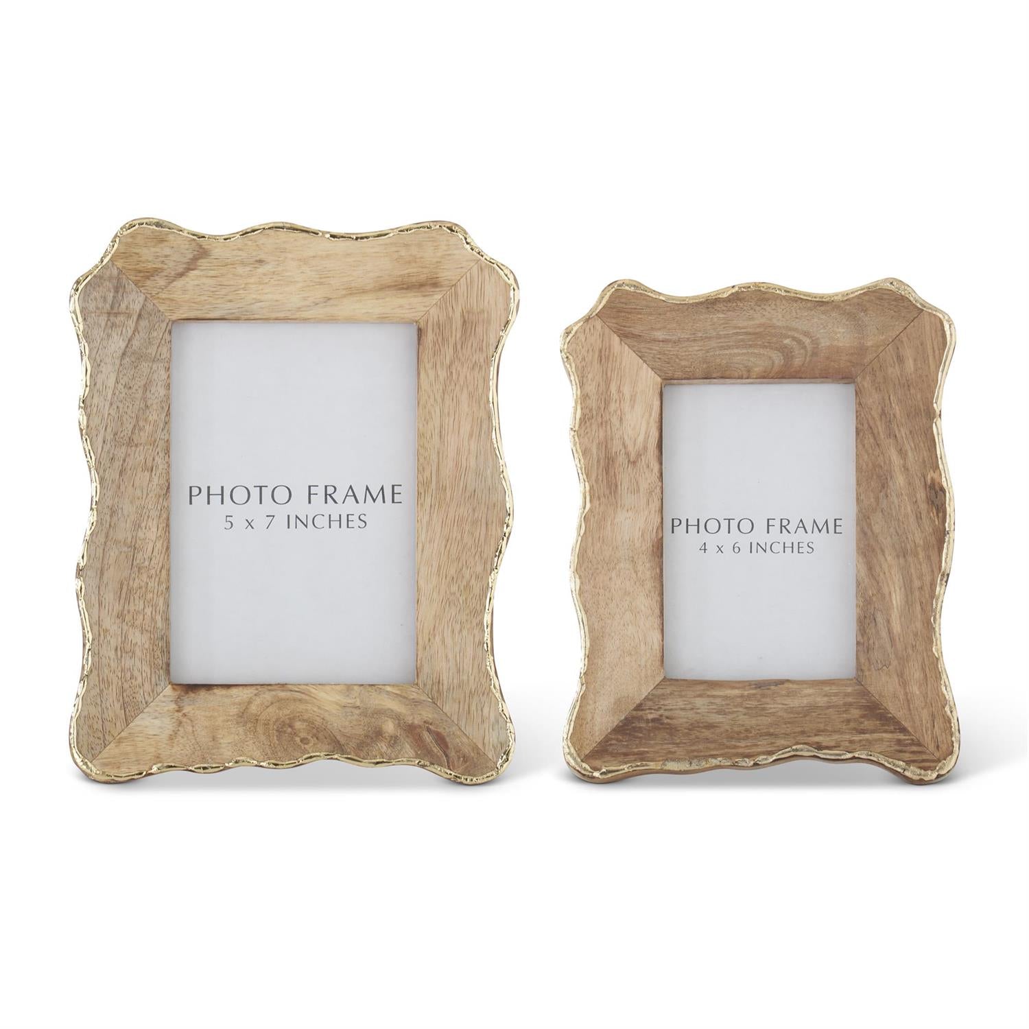 Scalloped Edge Mango Wood Photo Frames w/Gold Edge