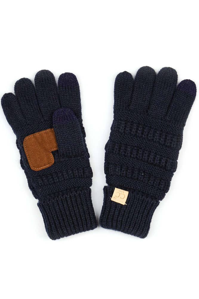 Black C.C Kids Knit Gloves