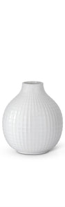 Glossy White Ceramic Grid Vase