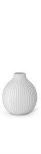 Glossy White Ceramic Grid Vase