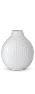 Glossy White Ceramic Grid Vase
