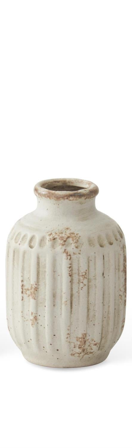 Weathered Cream Ceramic Bud Vase