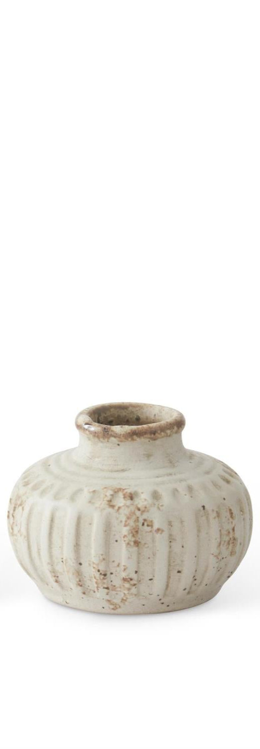 Weathered Cream Ceramic Bud Vase