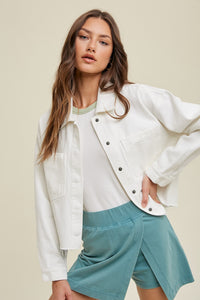 WHITE DENIM CROPPED JACKET