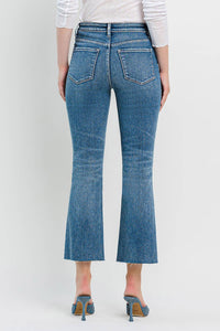 VERVET HIGH RISE CLEAN CUT HEM CROP FLARE JEANS