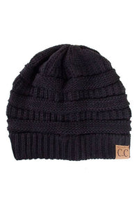 Black C.C Cable Knit Classic Beanie