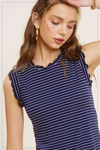 Space Striped Ruffle Tank