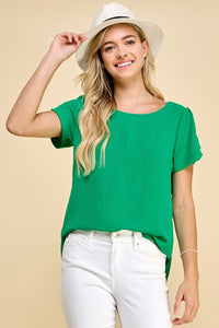 Kelly Green Solid Top with detailed Sleeves