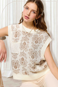 Flower Pattern Sweater Vest