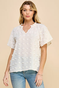 Ivory Ruffled Swiss Dot Top