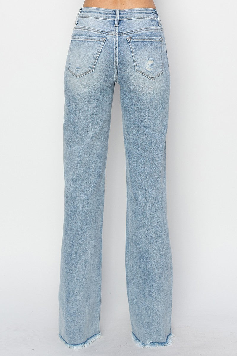 LIGHT HIGH RISE LONG STRAIGHT JEANS