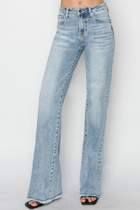 LIGHT HIGH RISE LONG STRAIGHT JEANS