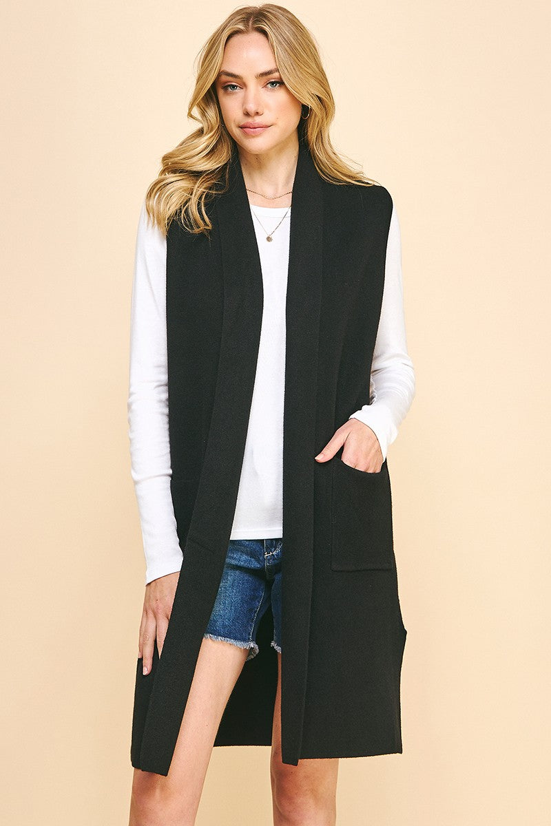 Black Sleeveless Cardigan