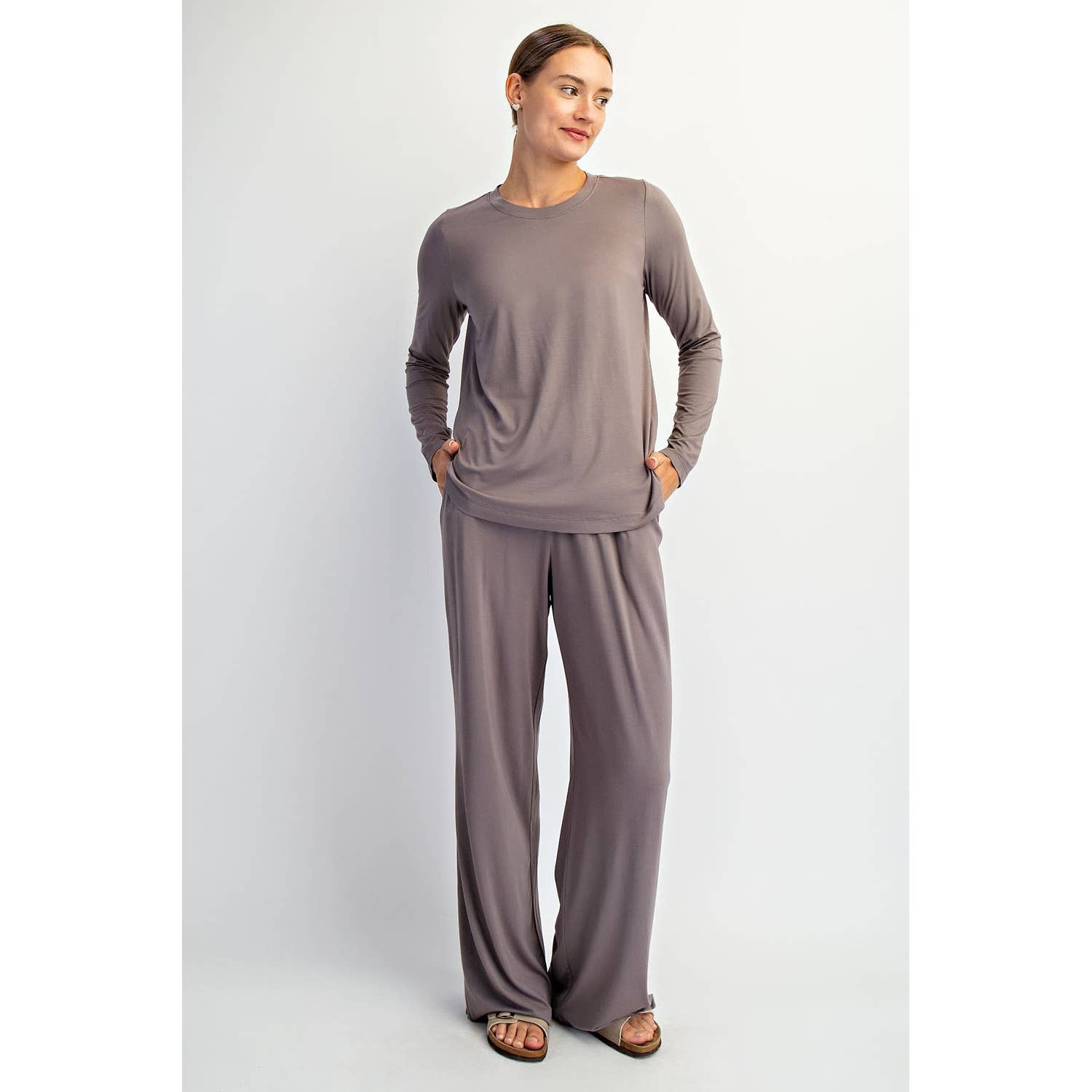 BLACK VISCOSE MODAL LONG SLEEVE TOP